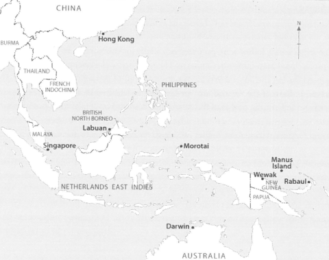 Locations of Australian War Crimes Trials in the Pacific at end of WWII