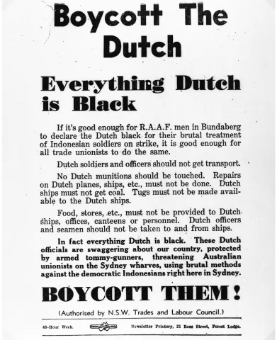 Boycott the Dutch - NSW Trades and Labour Council