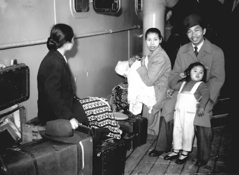 An Indonesian family aboard the Esperance Bay on October 13, 1945